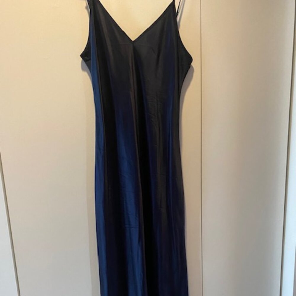 100% silk slip dress in navy blue - size M
